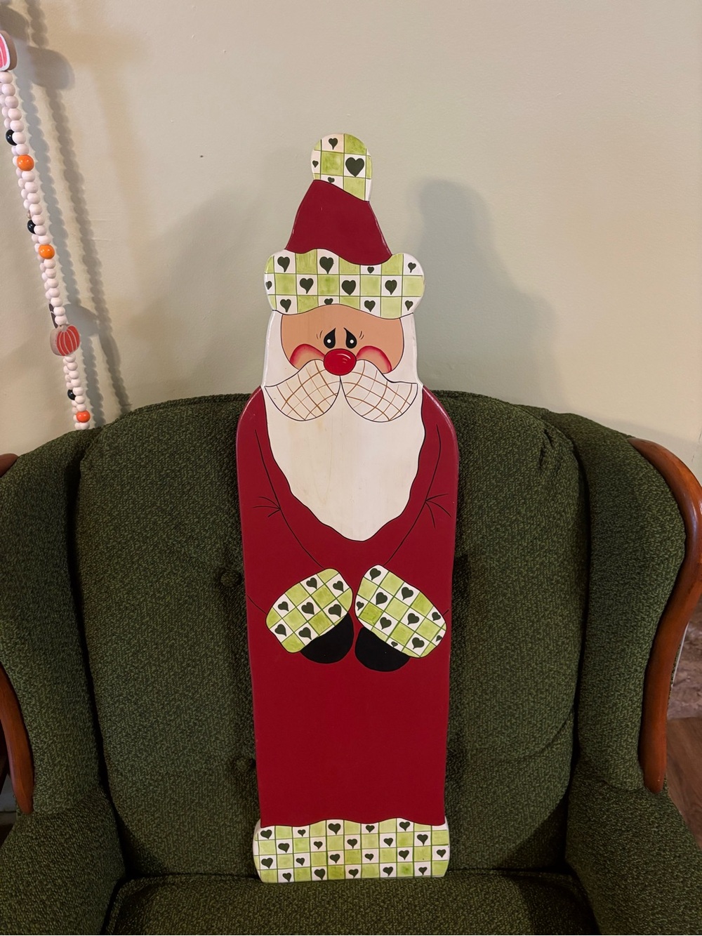 Vintage Hand-Painted Red Santa Holiday Décor